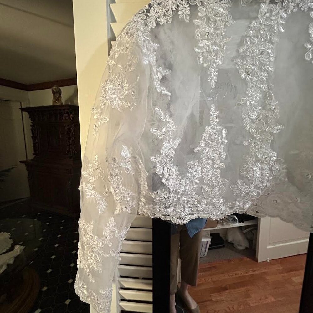 Gorgeous Lace & embroidered Wedding Jacket - Picture 5 of 11